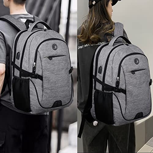 SHRRADOO Travel Laptop Backpack for Men Women, 17 Inch College Computer Bag | Anti Theft Backpack with Combination Lock, Carry On Flight Approved, Fit 17 Inch Laptop, Computer College Bag, Work Daypack - color: Grey
