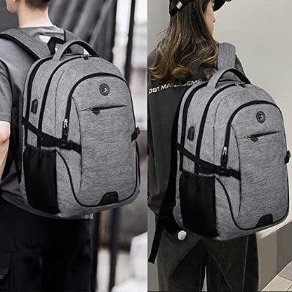SHRRADOO Travel Laptop Backpack for Men Women, 17 Inch College Computer Bag | Anti Theft Backpack with Combination Lock, Carry On Flight Approved, Fit 17 Inch Laptop, Computer College Bag, Work Daypack - color: Grey