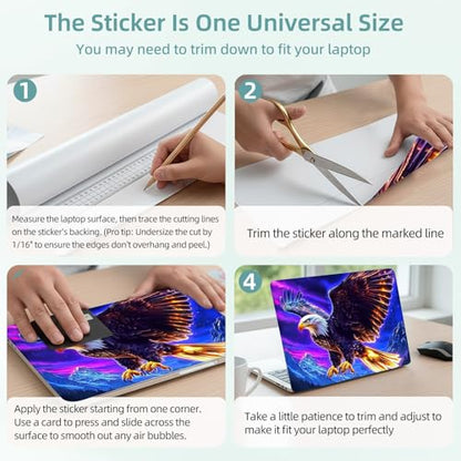 Universal Laptop Skin Decal, 3-Piece Vinyl Protector for 12 13 14 15.6" Notebook, Waterproof Anti-Scratch, Easy Trim & Bubble-Free Finish, Majestic Eagle Soaring High - color: Majestic Eagle Soaring High