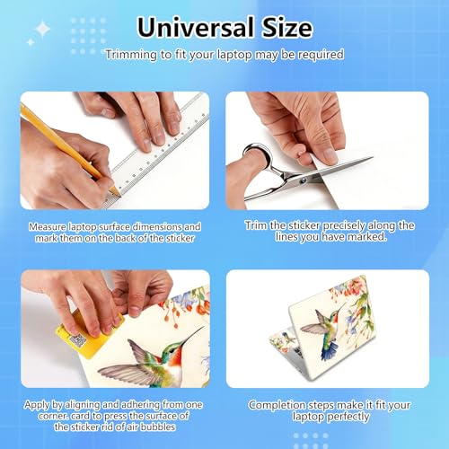Universal Laptop Skin Sticker Decal for 11.6”12" 13" 13.3" 14" 15" 15.4" 15.6" Reusable Waterproof Scratch-Scratch Resistant Protective Vinyl Laptop Notebook Skin Stickers - Hummingbird Flower - color: Hummingbird Flower