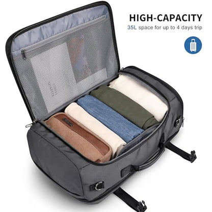 WITZMAN Travel Backpack for Men 35L TSA Friendly Flight Approved | Nylon Laptop Backpack Multi-pocket Fits 16 Inch, Carry-on Luggage, Shoe Compartment, For Business Trip, Vacation, B718 Grey - color: Silvery Grey