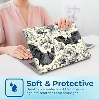 Reusable Universal Laptop Skin Sticker, Cut to Fit for 11.6–15.6 Inch Laptops, Waterproof Protective Film, No-Residue - Bat Floral - color: Bat Floral