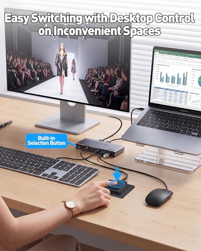 USB 3.0 Switch for 2 Computers, Sharing 4 USB-A & 3 USB-C Devices - 7 Port USB Switcher Selector to Share Keyboard, Mouse, USB Flash Drive, Printer, Scanner, with 2 USB 3.0 Cables and Controller