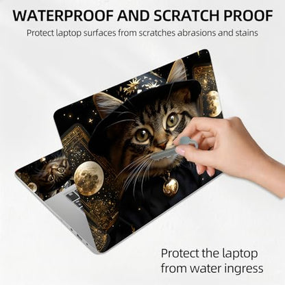 Fortune Teller Cat Universal Laptop Skin Sticker 3PCS, Protective Decal Trim-to-Fit 11.6" 13.3" 14" 15.6" Laptop Vinyl Cover, Removable Anti-Scratch Computer Decal Protector - color: Fortune Teller Cat