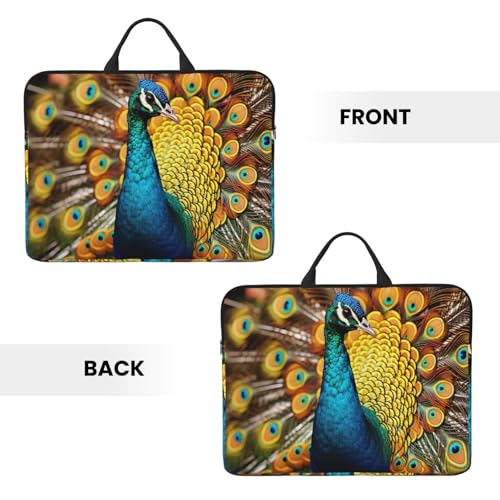 14 Inch Laptop Sleeve Case Waterproof Lightweight Laptop Case Bag Peacock Travel Laptop Bag With Handle Briefcase Messenger Bag For Women Men