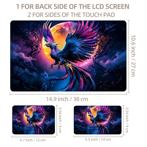 Universal Laptop Skin Sticker for 12/13/14/15.6 Inch Laptops, Reusable Vinyl Laptop Decal Cover, Waterproof Scratch Resistant Notebook Skin with 2 Wrist Pads,Majestic Phoenix - color: Majestic Phoenix