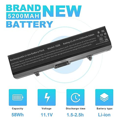 Fancy Buying GP952 GW252 GW240 X284G Laptop Battery for Dell Inspiron 1525 1526 1545 1546 1440 1750 Vostro 500 K450n fits P/N: RN873 M911 M911G - size: 8.84*2.94*1.13inch 1525
