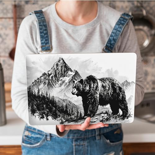 Universal Laptop Skin Sticker with 2 Wrist Pad Skins, Waterproof Scratch Resistant Vinyl Laptop Cover Decal, Cut to Fit for 11–15.6 Inch MacBook HP Dell Lenovo, Black Bear Mountain - color: Black Bear Mountain