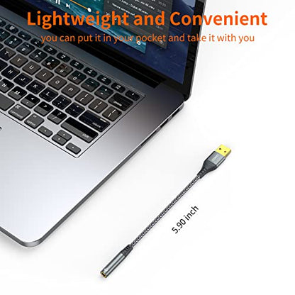 JXMOX USB to 3.5mm Audio Adapter (2-Pack) - USB-A to 3.5mm TRRS 4-Pole Female External Stereo Sound Card for Headphones, Mac, PS4, PS5, PC, Laptops, Desktops