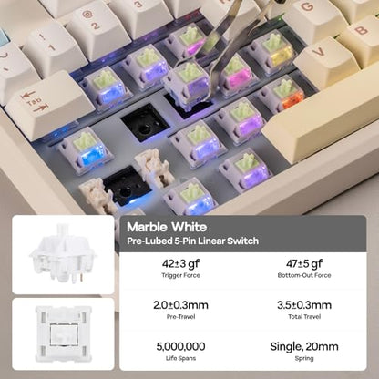 EPOMAKER Galaxy100 Lite QMK/VIA Gaming Keyboard with 8000mAh Battery | 1800 Aluminum Mechanical Keyboard with Numpad, USB-C/BT/2.4Ghz, Hot-Swap, Creamy Sound (Creamy White, Marble White Switch) - color: Creamy White, size: Marble White Switch