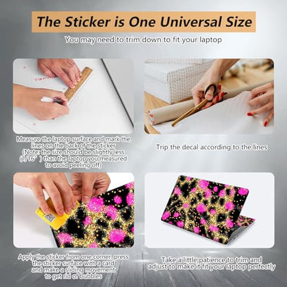 12.1”-15.6” Laptop Skin Sticker (Fits 13”, 13.3”, 14”, 15”, 15.4”) | Reusable Universal Protective Vinyl Art Decal Cover | Waterproof & Scratch-Resistant |Gold Pink Leopard Print - color: Gold Pink Leopard Print