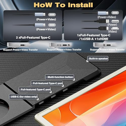 Teamgee 15.6 Inch Laptop Screen Extender FHD 120% sRGB Tri-Screen Monitor | Dual Use: Attach/Stand Alone, 235° H/V Rotation, Adjustable Stand, Fits 13-17" Mac & Windows Laptops - size: Triple 15.6"