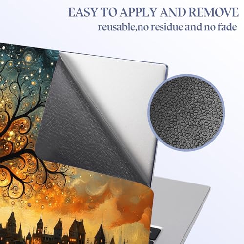 Universal Laptop Skin Sticker Decal,15.6 Inch Laptop Vinyl Cover for 13" 14" 15.6" Laptop,Scratch-Resistant Waterproof Protector Wrap,Reusable with Wrist Pads,Starry City Tree - color: Starry City Tree