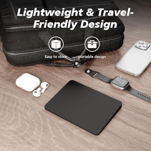 MICROPACK Digitally Yours Tri-Mode Wireless Trackpad, Bluetooth / 2.4G USB/Wired Touchpad Mouse Rechargeable for PC Laptop Desktop Tablet, Compatible with Windows macOS iPadOS (Black-2) - color: Black-2