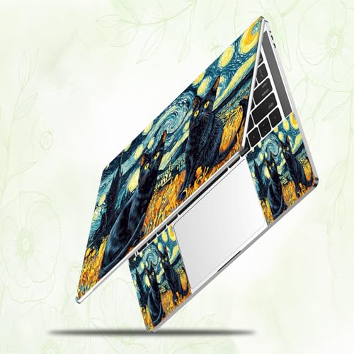 Laptop Skin Sticker Decal, Universal Reusable Vinyl Laptop Cover for 12" 13" 13.3" 14" 15" 15.4" 15.6" Notebook PC, Waterproof Scratch-Resistant with 2 Wrist Pads, Easy to Apply & Remove,Cats - color: Cats