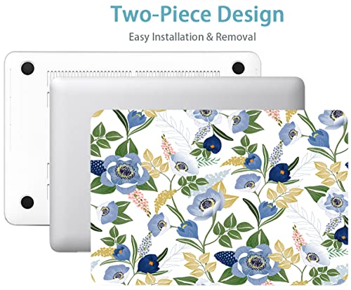 LanBaiLan Laptop Plastic Hard Shell Protective Case, Compatible for New MacBook Air 13 inch 2020 2019 2018 Release A2337 M1 A2179 A1932 Retina Display with Touch ID & Keyboard Cover, Flower Design - color: Flower Design