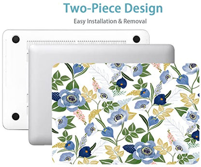 LanBaiLan Laptop Plastic Hard Shell Protective Case, Compatible for New MacBook Air 13 inch 2020 2019 2018 Release A2337 M1 A2179 A1932 Retina Display with Touch ID & Keyboard Cover, Flower Design - color: Flower Design