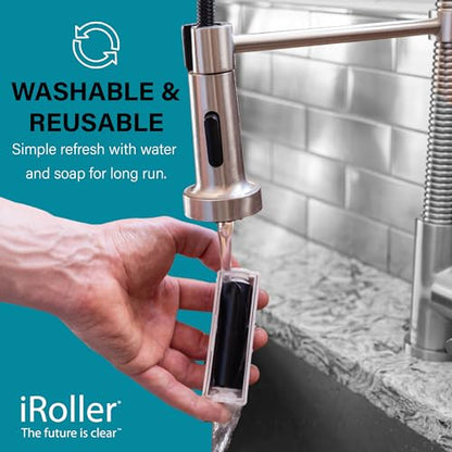 Screen Cleaner by iRoller - Pack of 24 - No Need for Spray or Wipes, Liquid Free - Reusable & Washable -Portable iPad Screen Cleaner for Touchscreen- Ideal for Phone, iPhone, MacBook, Monitor - 3.5" - size: 24 pack