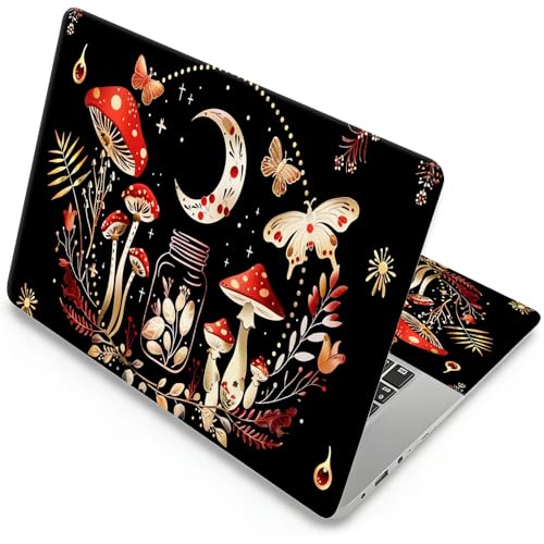 Universal Laptop Skin, DIY Cut-to-Fit Vinyl Cover Compatible with HP, Dell, Lenovo, Mac (13.3" to 15.6"), Anti-Scratch, No Residue & Bubble-Free Protective Decal Sticker, Boho Moon Mushroom - color: Boho Moon Mushroom