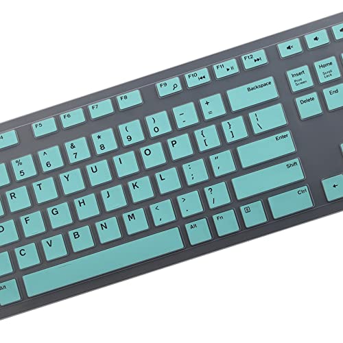 Keyboard Cover Skin for Dell KM636 KB216 KB216t KB216d KB216p Wired & Wireless Keyboard, Dell Optiplex 5250 3050 3240 5460 7450 7050, Dell Inspiron Desktop 24" 27" 5400 5490 7700 7790 3475 3670 3477 - color: Hot blue