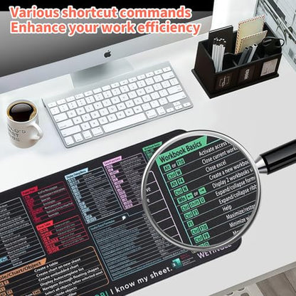 Wireless Charging Mouse Pad with Phone Holder Gaming Mousepad Desk Mat 15W Qi Fast Charging Pad Ultra-Smooth Surface Non-Slip Extended Premium Black Computer Keyboard Mat for MacBook PC Laptop - color: Shortcut Keys