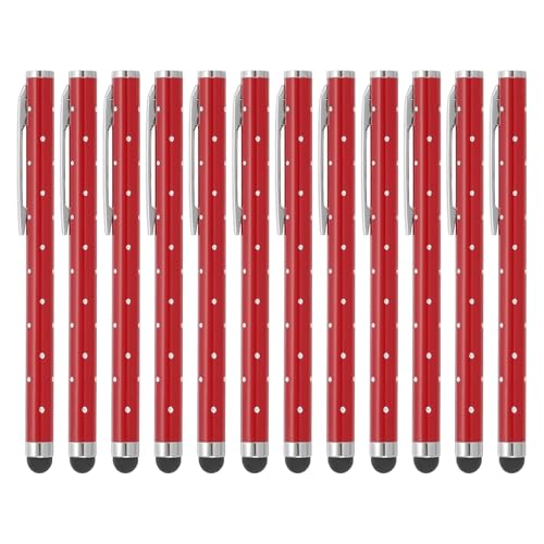 PATIKIL Stylus Pens for Touch Screens, 12 Pcs High Precision Universal Bling Stylus Crystal Metal Capacitive Pen for Touch Screen Devices Phone Tablets Laptop, Red - color: Red