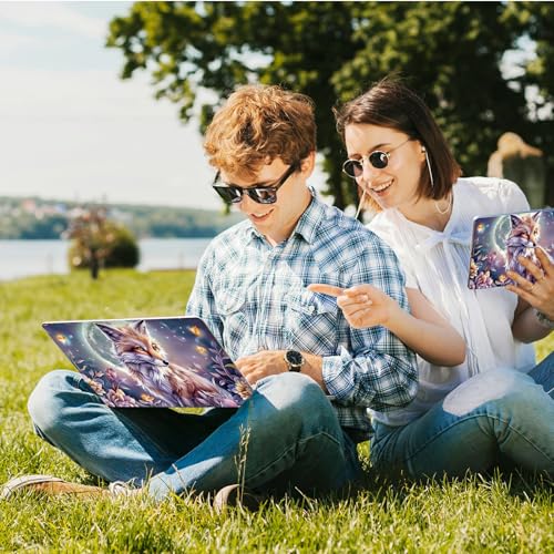 Universal Laptop Skin Sticker with 2 Wrist Pad Skins, Waterproof Scratch Resistant Vinyl Laptop Cover Decal, Cut to Fit for 11–15.6 Inch MacBook HP Dell Lenovo, Fox Flowers - color: Fox Flowers