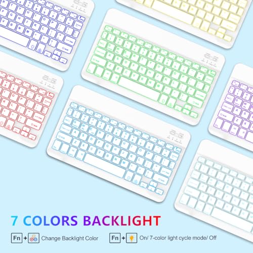 Keyboard Case for Samsung Galaxy Tab A9 Plus 5G 11 inch 2023 (SM-X210/X216/X218), 7 Color Backlit Detachable Keyboard Bluetooth, Smart Folio Cover with S Pen Holder for Galaxy Tab A9+ 11", Blue - color: Blue