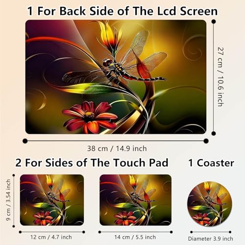 Laptop Skin Sticker Decal 15.6 Inch,12 13 13.3 14 15 15.6 in Laptop Netbook Skins for Notebook,Art Decal Removable Waterproof Scratch Resistant,Universal Vinyl Cover,Art Red Dragonfly - color: Art Red Dragonfly