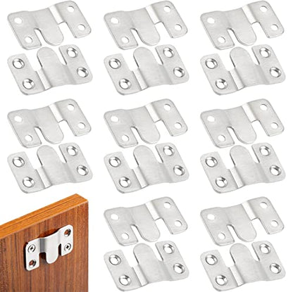 16Pcs Stainless Steel Interlock Hanging Buckle,Flush Concealed Mount Brackets Stainless Steel Z Clip Bracket Interlock Hanging Buckle for Picture Display Art Gallery - color: Silver, size: Large Without Screws