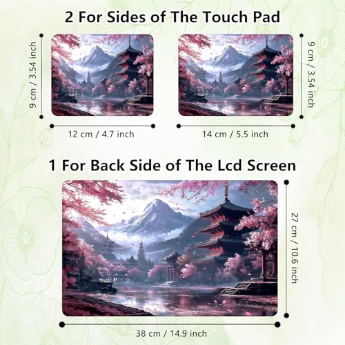 Laptop Skin Sticker Decal, Universal Reusable Vinyl Laptop Cover for 12" 13" 13.3" 14" 15" 15.4" 15.6" Notebook PC, Reusable Waterproof Scratch-Resistant with 2 Wrist Pads,Cherry Blossoms - color: Cherry Blossoms