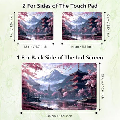 Laptop Skin Sticker Decal, Universal Reusable Vinyl Laptop Cover for 12" 13" 13.3" 14" 15" 15.4" 15.6" Notebook PC, Reusable Waterproof Scratch-Resistant with 2 Wrist Pads,Cherry Blossoms - color: Cherry Blossoms