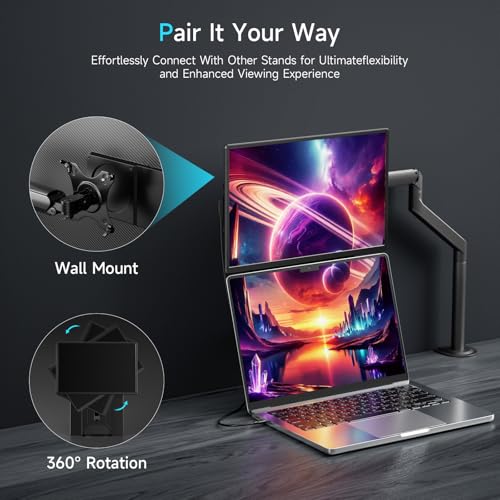 Laptop Screen Extender Portable Monitor, Dual 16.1" 1080P FHD Frameless Screen, Detachable Monitor Extender for Laptop, Fit for 13-17" Laptops, Compatiable with Windows/Mac/Chrome/Android (N2-16.1")