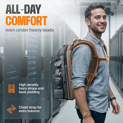 EVERKI Business 120 Pro Backpack, 2 Laptop Compartments & Rain Cover - 40L | Nylon, Polyester, Durable, Multi-Padded Pockets, Travel-Friendly, School & Work, 180° Fold-Out Design, Fits up to 18.4" - style: Business 120 Pro