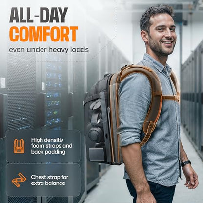 EVERKI Business 120 Pro Backpack, 2 Laptop Compartments & Rain Cover - 40L | Nylon, Polyester, Durable, Multi-Padded Pockets, Travel-Friendly, School & Work, 180° Fold-Out Design, Fits up to 18.4" - style: Business 120 Pro