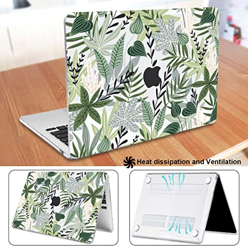 for MacBook Air 13 inch Case 2026 M5 A3449 2025 M4 A3240 2024 M3 A3113 2022 2023 A2681 M2 Chip, Plastic Pattern Hard Shell Case Cover for Mac Air 13.6 M5 2026 Touch ID, Tropical Green Leaves - color: Tropical Green Leaves