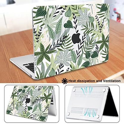 for MacBook Air 13 inch Case 2026 M5 A3449 2025 M4 A3240 2024 M3 A3113 2022 2023 A2681 M2 Chip, Plastic Pattern Hard Shell Case Cover for Mac Air 13.6 M5 2026 Touch ID, Tropical Green Leaves - color: Tropical Green Leaves