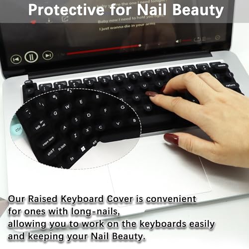 Raised Keyboard Cover for Long Nails, Heart Shaped Keyboard Protective Cover Nail Beauty Keyboard Compatible with HP EliteBook x360 G9 14" etc. (Green) - color: Green
