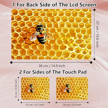 Laptop Skin Sticker Decal 12" 13" 13.3" 14" 15" 15.6",Waterproof Scratch Resistant Vinyl,Reusable Easy to Apply,for MacBook HP Dell Notebooks Netbooks Laptop,2 Wrist Pads,Cute Bee Golden - color: Cute Bee Golden