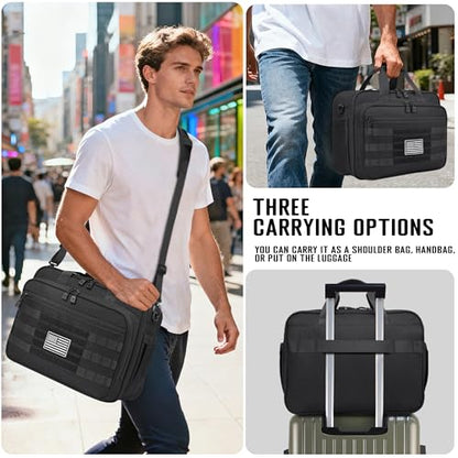 DEYACE Tactical Messenger Laptop Bag Large Military Briefcase 17.3 Inch Computer Work Office Bag for Men YKK-Zippers