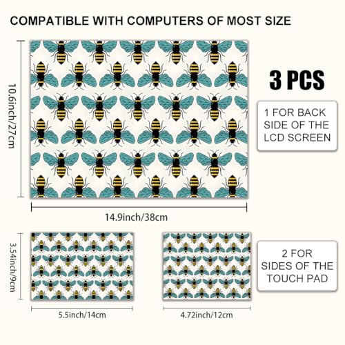3Pcs Laptop Skin Sticker Decal Bee PVC Laptop Sticker Fits for 12-16 Inch Notebook Waterproof Scratch Proof Universal Notebook PC Personalized Protector Gift - style: bee