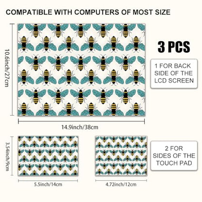 3Pcs Laptop Skin Sticker Decal Bee PVC Laptop Sticker Fits for 12-16 Inch Notebook Waterproof Scratch Proof Universal Notebook PC Personalized Protector Gift - style: bee