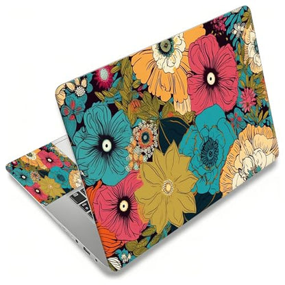 Laptop Skin Sticker Decal, Universal Reusable Vinyl Laptop Cover for 12" 13" 13.3" 14" 15" 15.4" 15.6" Notebook PC, Waterproof Scratch-Resistant with 2 Wrist Pads, Easy to Apply & Remove,Art Flower - color: Art Flower