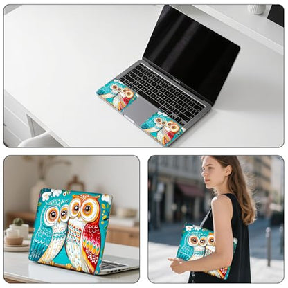 Aesthetic Laptop Skin Sticker, Colorful Owl Pair on Branch Waterproof Vinyl Laptop Decal, Removable Bubble Free, Reusable Protective Cover for 13 14 15 15.6 Inch - color: Colorful Owl Pair on Branch