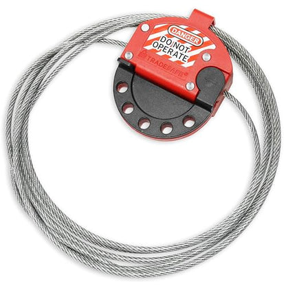 TRADESAFE Lockout Tagout Adjustable Cable Lock - 10 ft Steel Cable Lock | Uv-resistant Pvc-coated Steel Cable, Non-conductive Nylon Body, Secures With Up To 5 Loto Padlocks - style: 10 ft