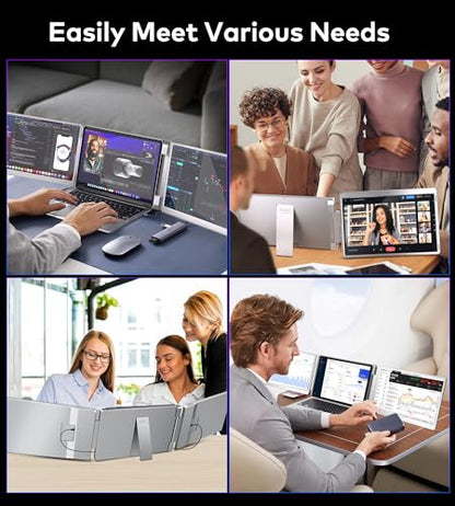 14" Triple Monitor Laptop Screen Extender, FHD 1200P 16:10 Laptop Screen Extender, Left Screen 360° Flip Portable Monitor for 12-16.5" Laptops with HDMI/USB-C, Plug & Play - S7 - size: 14"