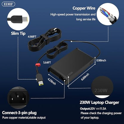 230W Legion 5 Charger Compatible with Lenovo Legion Slim 5 5i 5P 7 S7 C7 Y920 Y740 Y720 Y545 R720 Y7000 ThinkBook 16p Thinkpad P51 P52 P53 P70 P71 P72 P73 Laptop Power Adapter - color: Jet