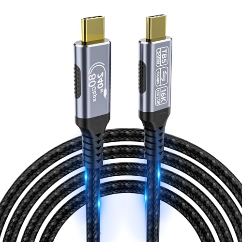 high speed usb c cable Compatible with Thunderbolt 5,Thunderbolt 4/3,80 Gbps Data Transfer,USB 5 Cable 6.6ft, Supports 16K/Dual8K usbc video cable, 240W/100W Charging usb-c usb-c monitor cable - size: 6.6 ft