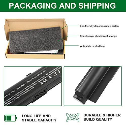 84WH M200 M205 PA3727U-1BRS PA3535U-1BRS Battery for Toshiba Satellite A200 A205 A210 A300 A305 A350 A505 A505-S6005 A505-S6980 L305 L300 L450 L455 L450D L500 L505 PABAS098 PABAS099 PABAS174 - size: 9.07*2.05*0.83inch