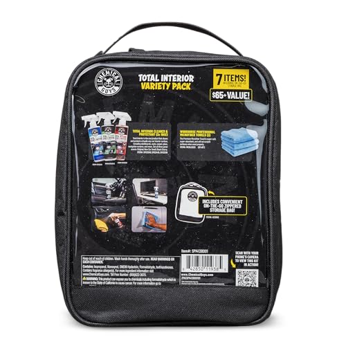 Chemical Guys Total Interior Cleaner Variety Kit With Storage Bag | 3 Scents, Fresh, New Car, & Black Cherry Scents, 3 Microfiber Towels, & Giftable Car Care Bag - size: 48 Fl Oz (Pack of 1), style: BAG KIT